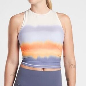 Athleta Shanti Printed Crop Tank Womens 1X Top White Orange Purple Shirt Yoga